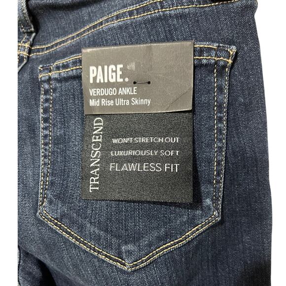 PAIGE DENIM WOMENS SIZE 24 VERDUGO ANKLE NOTTINGHAM BLUE STRETCH NEW - Picture 10 of 12
